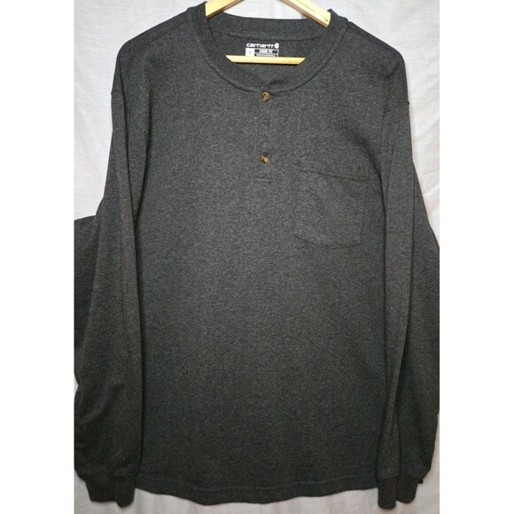 Carhartt Other - Carhartt Loose Fit K128, Sz Large Heavyweight Long-Sleeve Pocket Henley Gray